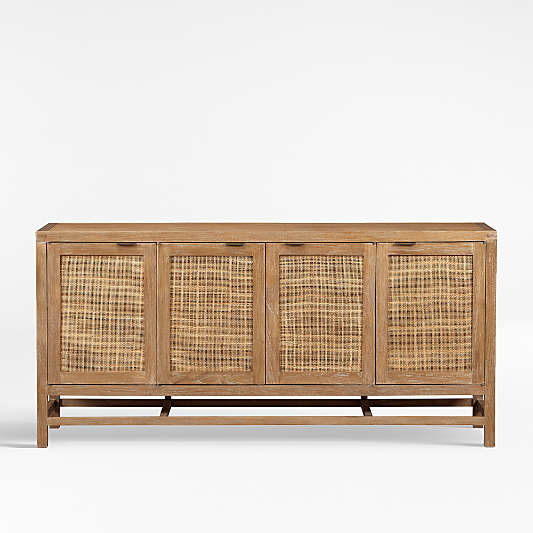 Blake 68" Light Brown Teak and Rattan Storage Media Console