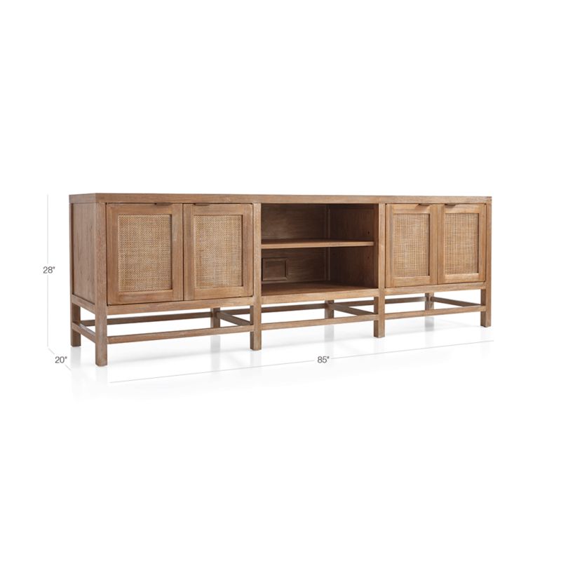 View Blake 85" Light Brown Teak and Rattan Storage Media Console - image 2 of 9