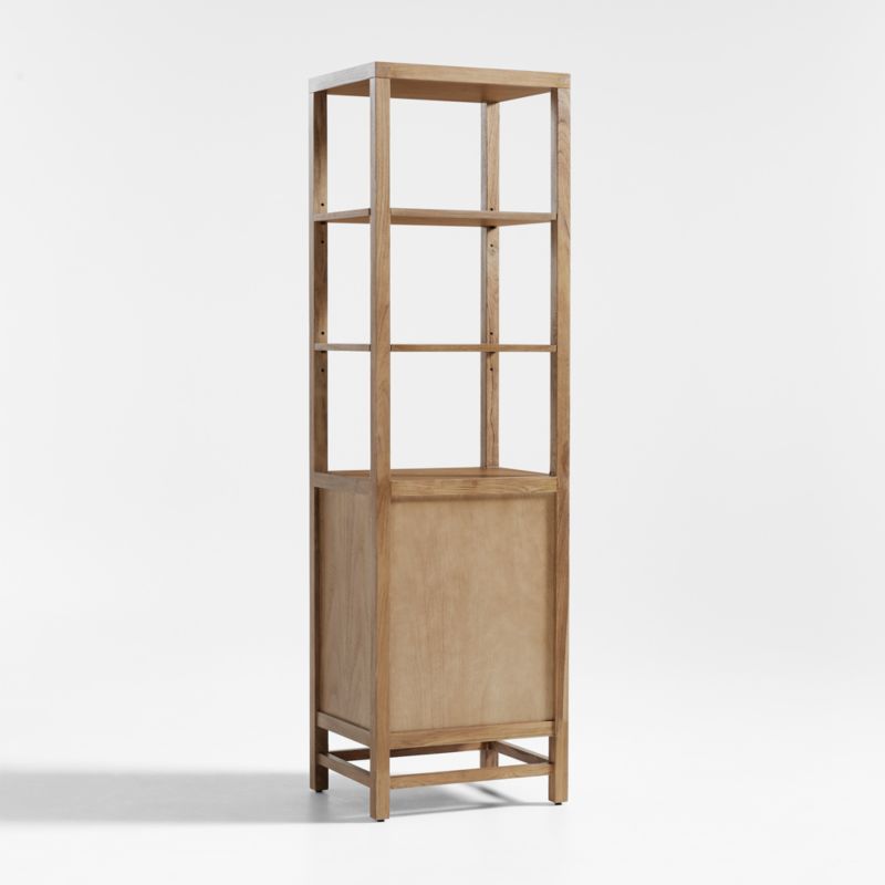 Blake Light Brown Teak and Rattan Tall Storage Cabinet - image 10 of 13