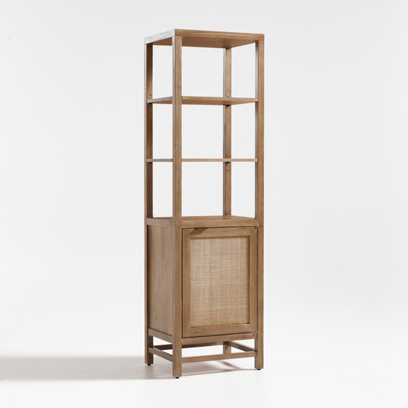 Blake Light Brown Teak and Rattan Tall Storage Cabinet - image 8 of 13