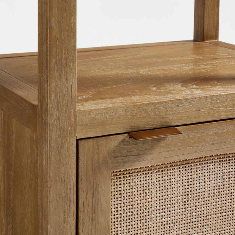 Blake Light Brown Teak and Rattan Tall Storage Cabinet - image 11 of 13