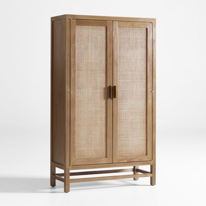 Blake Light Brown Teak and Rattan 2-Door Storage Cabinet - image 5 of 9