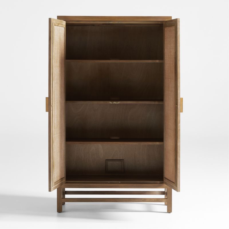 Blake Light Brown Teak and Rattan 2-Door Storage Cabinet - image 4 of 9