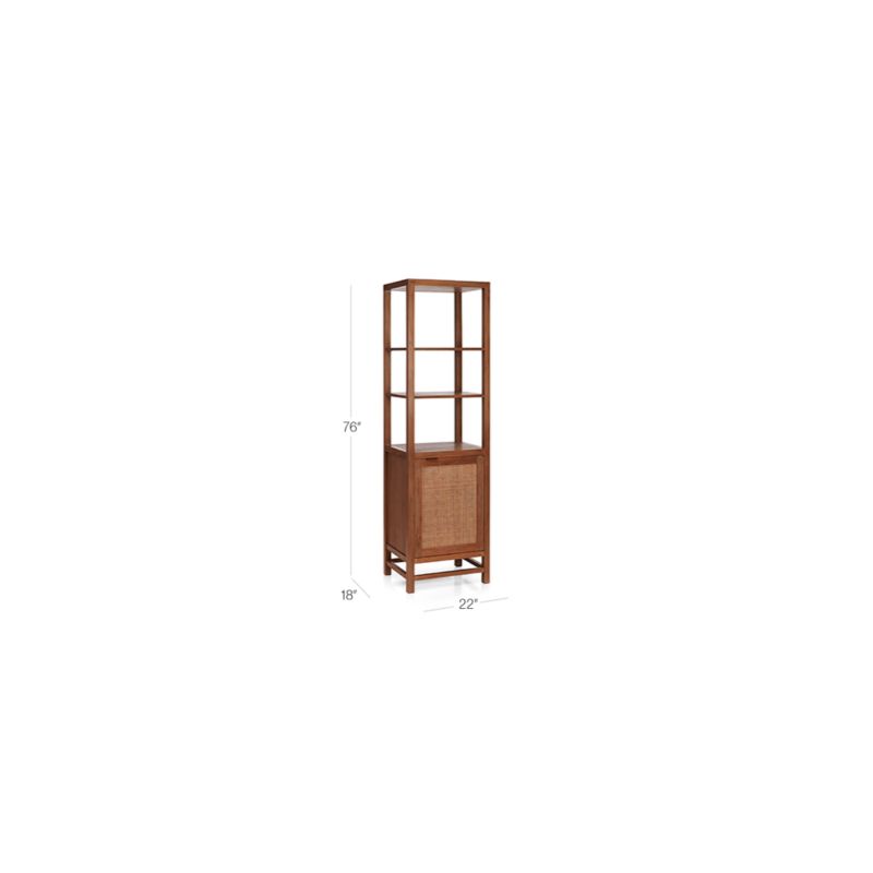 View Blake Light Brown Teak and Rattan Tall Storage Cabinet - image 2 of 13