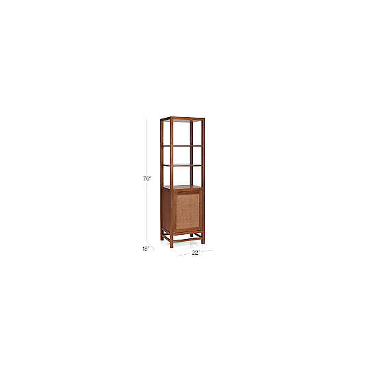 Blake Light Brown Teak and Rattan Tall Storage Cabinet