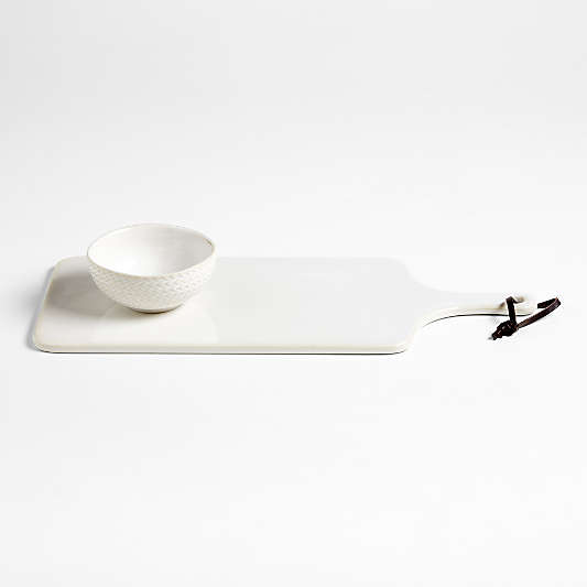 Blanc Stoneware Cheese Board and Bowl Gift Set