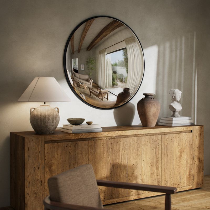 Blanche Black Convex Wall Mirror 46.5" - image 1 of 6