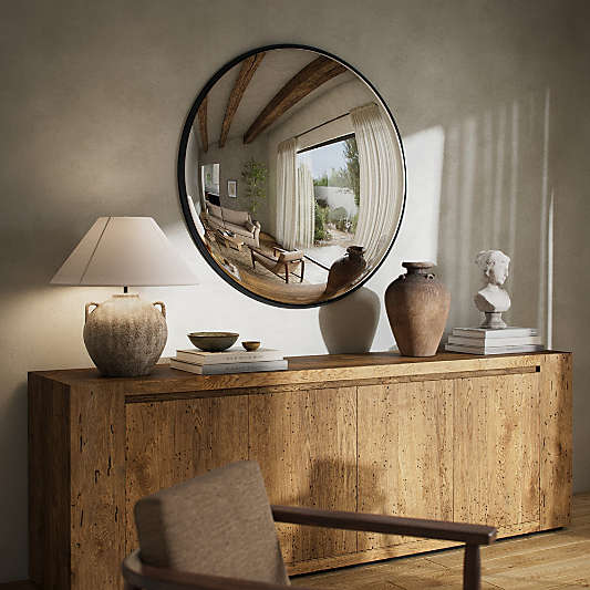 Blanche Black Convex Wall Mirror 46.5"
