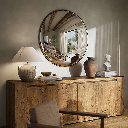 Blanche Brass Convex Wall Mirror 46.5"