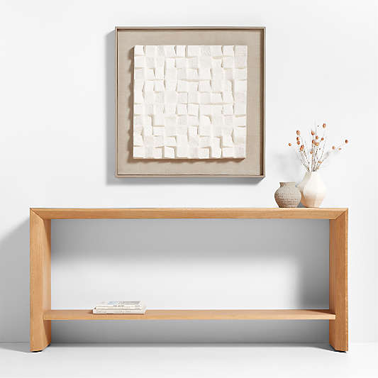 Blanco White Paper Pulp Framed 36"x36" Wall Art