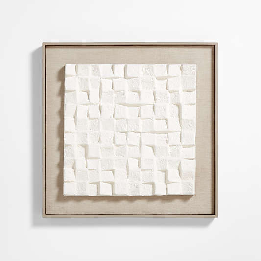 Blanco White Paper Pulp Framed 36"x36" Wall Art