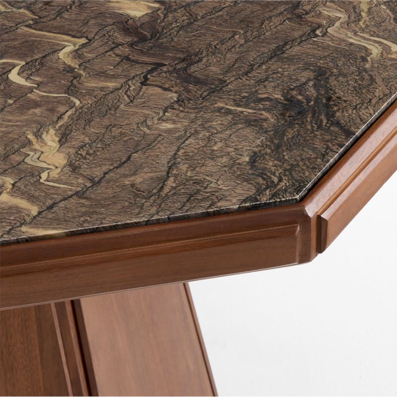 Bilbury 49" Marble and Walnut Wood Pedestal Dining Table - image 3 of 4