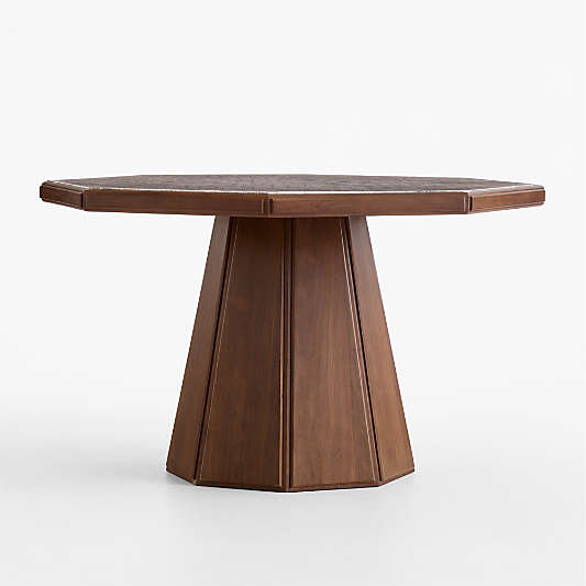 Bilbury 49" Marble and Walnut Wood Pedestal Dining Table