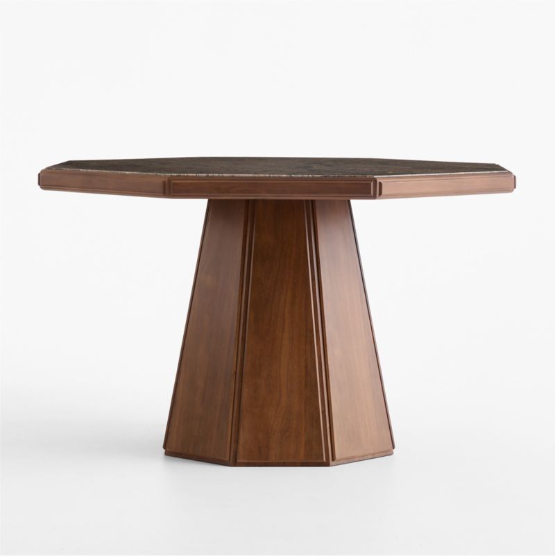 Bilbury 49" Marble and Walnut Wood Pedestal Dining Table - image 1 of 4