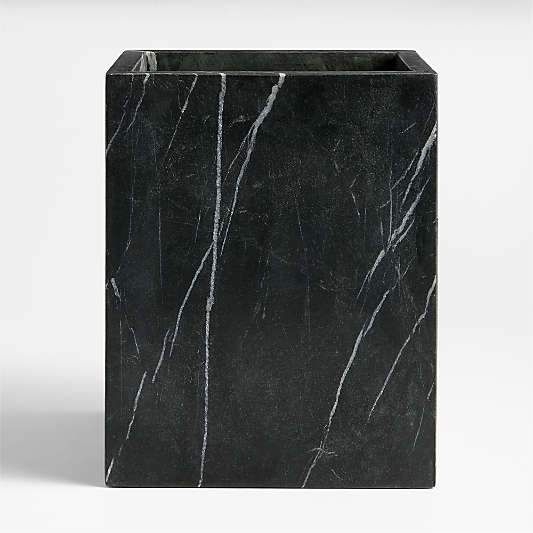 Bleecker Black Marble Trash Can