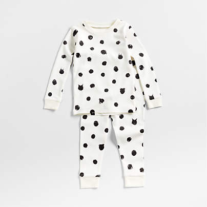Black Animal Dot Organic Toddler Pajama Set 4T