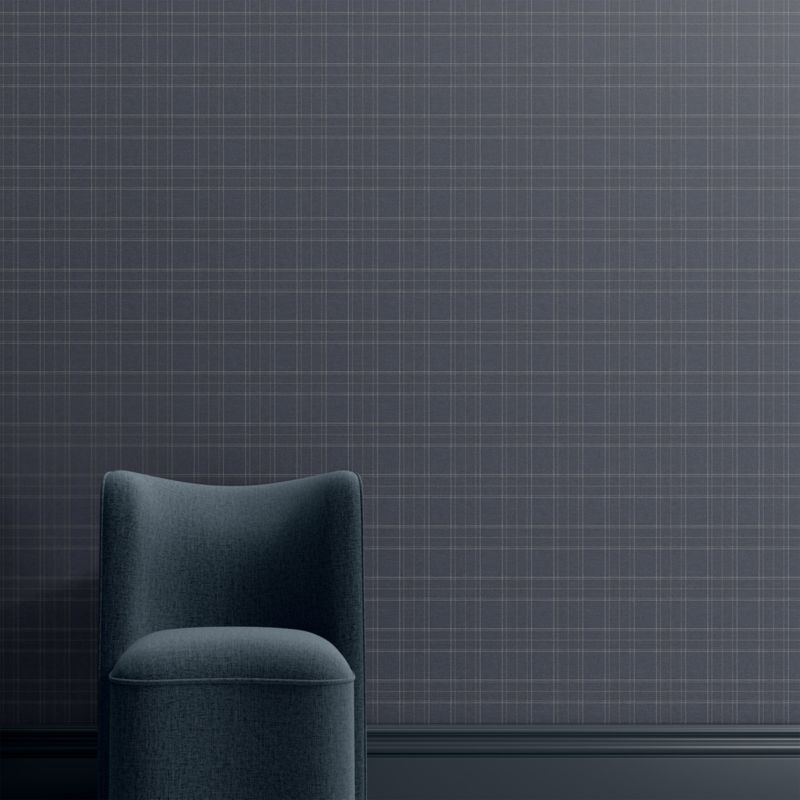 Balmoral Navy Blue Plaid Wallpaper - image 1 of 2