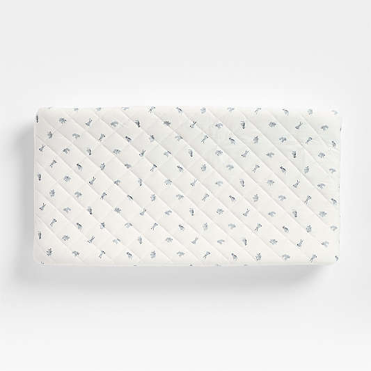 Baby's First Blue Animal Organic Cotton Heathered Jersey Baby Changing Pad Cover