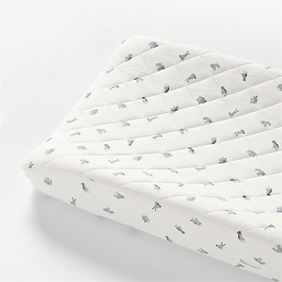 View Baby's First Blue Animal Organic Cotton Heathered Jersey Baby Changing Pad Cover details