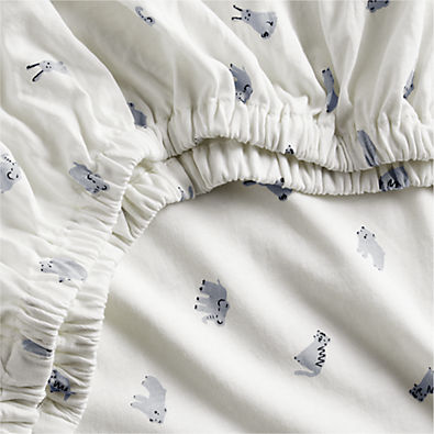 View Baby's First Blue Animal Organic Cotton Heathered Jersey Baby Crib Fitted Sheet details