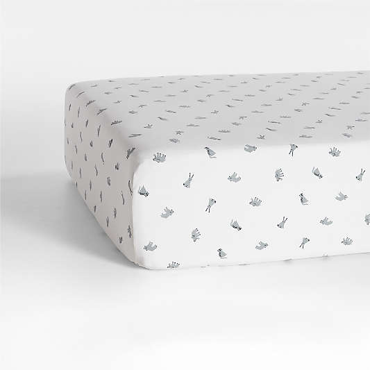 Comfy Tee Critter Cuddle Blue 100% Organic Cotton Jersey Baby Crib Fitted Sheet