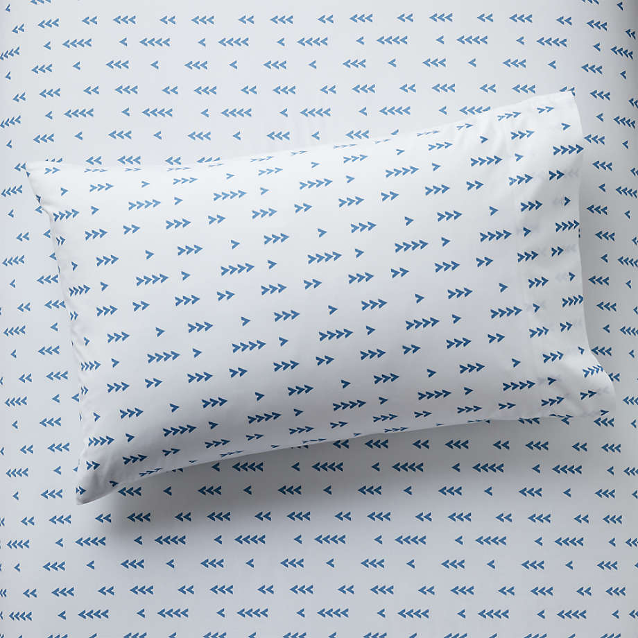 Organic Blue Arrow Pillowcase + Reviews Crate and Barrel
