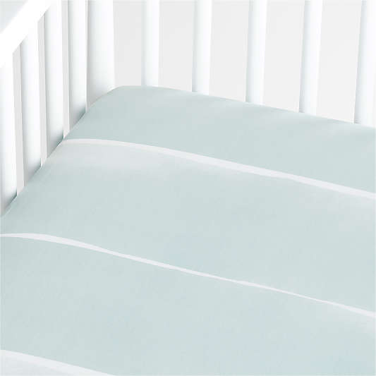 Organic Blue Brushstroke Crib Fitted Sheet