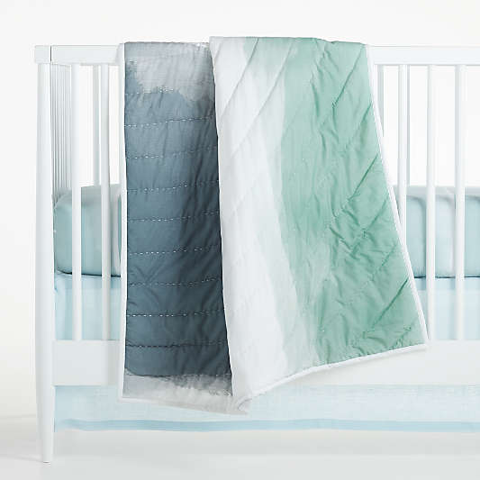 Organic Blue Brushstroke Crib Quilt