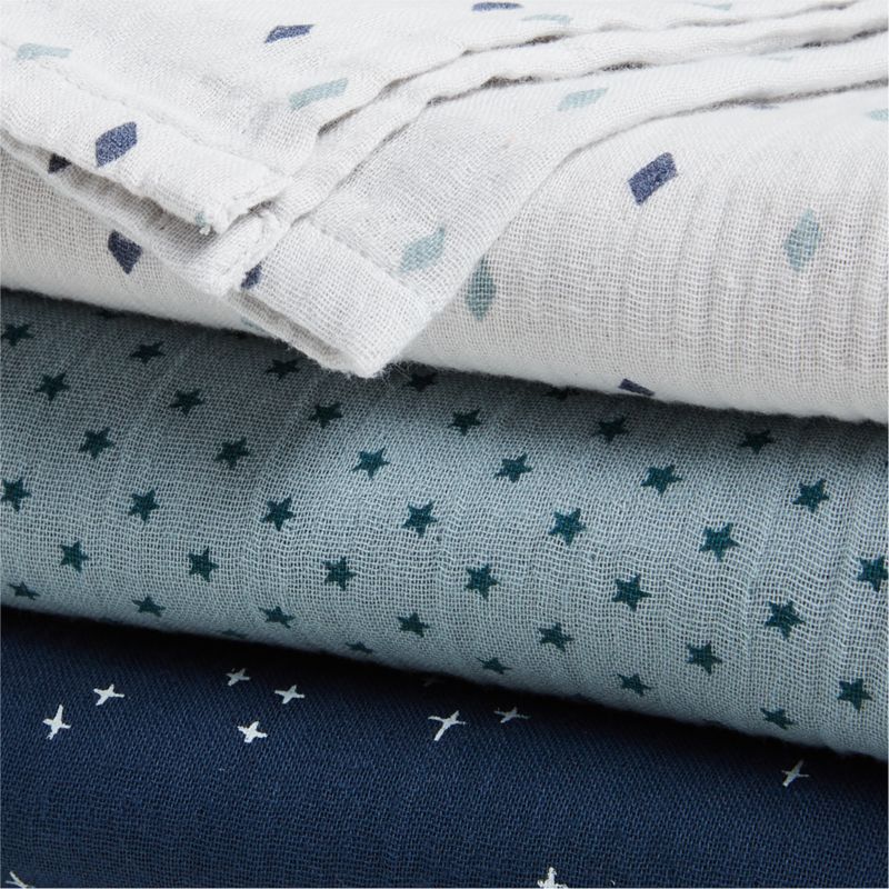 Blue Charms Organic Baby Swaddles, Set of 3 - image 3 of 5