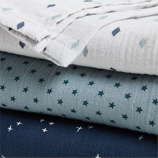 Blue Charms Organic Baby Swaddles, Set of 3