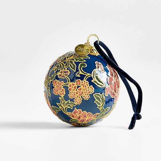 Blue Floral Cloisonn Christmas Tree Ornament