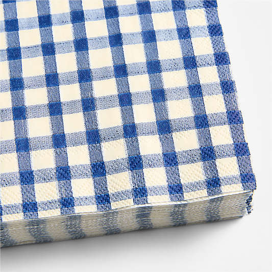 Blue Gingham Cocktail Napkins