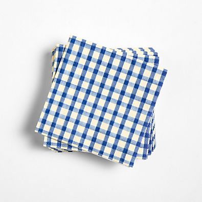 View Blue Gingham Paper Cocktail Napkins details