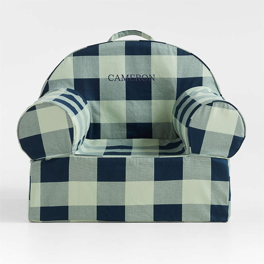 Large Blue & Green Buffalo Check Nod Chair Cover Crate & Kids
