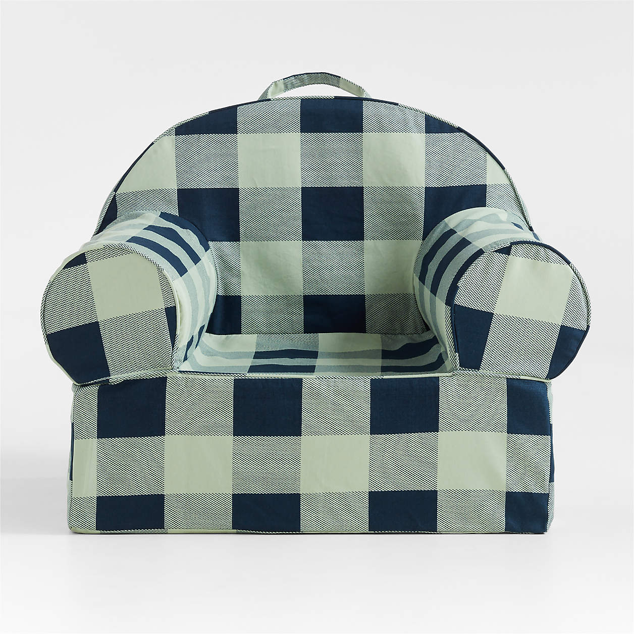 Large Blue and Green Buffalo Check Personalized Kids Lounge Nod Chair