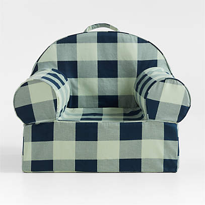 Large Blue and Green Buffalo Check Kids Lounge Nod Chair