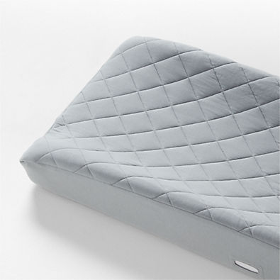 View Comfy Tee Whisper Solid Blue 100% Organic Cotton Jersey Baby Changing Pad Cover details