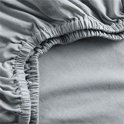 Comfy Tee Whisper Solid Blue 100% Organic Cotton Jersey Baby Crib Fitted Sheet