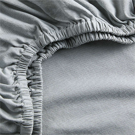 Comfy Tee Whisper Solid Blue 100% Organic Cotton Jersey Baby Crib Fitted Sheet