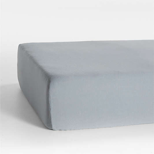 Comfy Tee Whisper Solid Blue 100% Organic Cotton Jersey Baby Crib Fitted Sheet