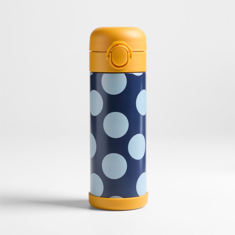 Polka Dot Insulated Stainless Steel Kids Water Bottle with Straw and Leak-Proof Lid