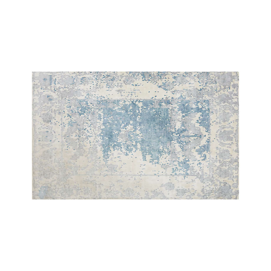 Blue Printed 4x6' Viscose Rug + Reviews Crate and Barrel