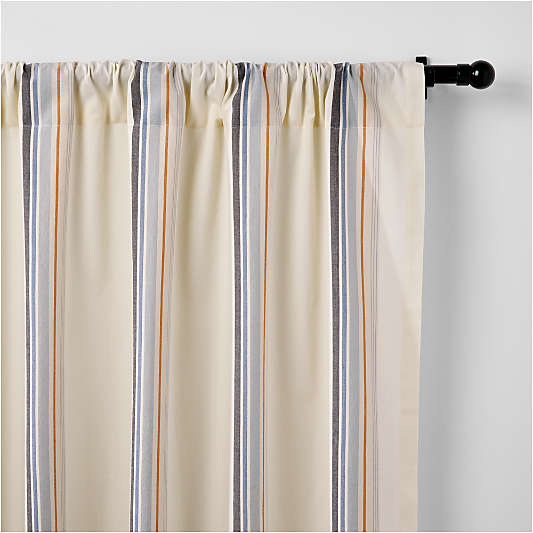Yarn Dyed Blue Stripe Organic Cotton Curtain Panel