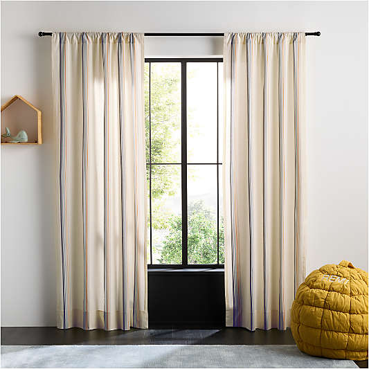 Yarn Dyed Blue Stripe Organic Cotton Curtain Panel