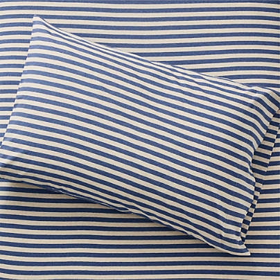 Kids Heathered Jersey Organic Blue Striped Pillowcase