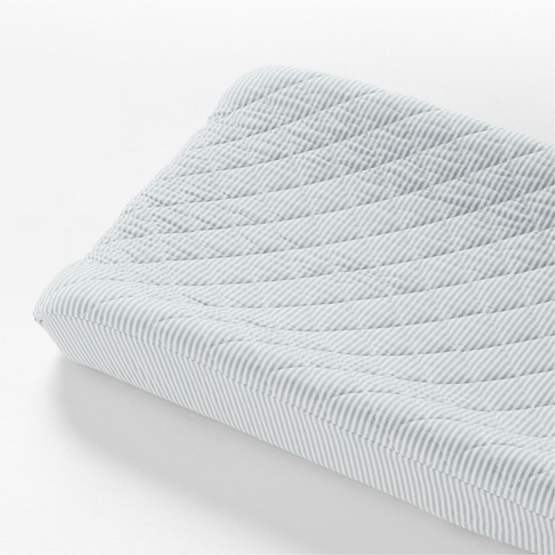 Baby's First Blue Stripe Organic Cotton Heathered Jersey Baby Changing Pad Cover - image 0 of 2