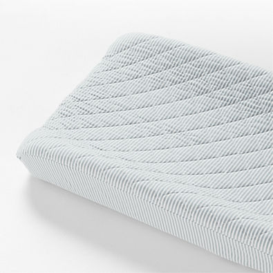 View Comfy Tee Whisper Stripe Blue 100% Organic Cotton Jersey Baby Changing Pad Cover details
