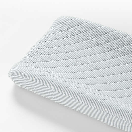 Comfy Tee Whisper Stripe Blue 100% Organic Cotton Jersey Baby Changing Pad Cover