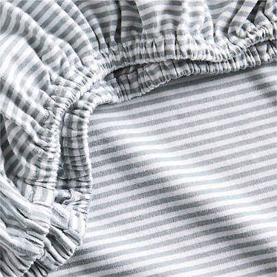 Comfy Tee Whisper Stripe Blue 100% Organic Cotton Jersey Baby Crib Fitted Sheet