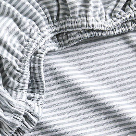 Comfy Tee Whisper Stripe Blue 100% Organic Cotton Jersey Baby Crib Fitted Sheet